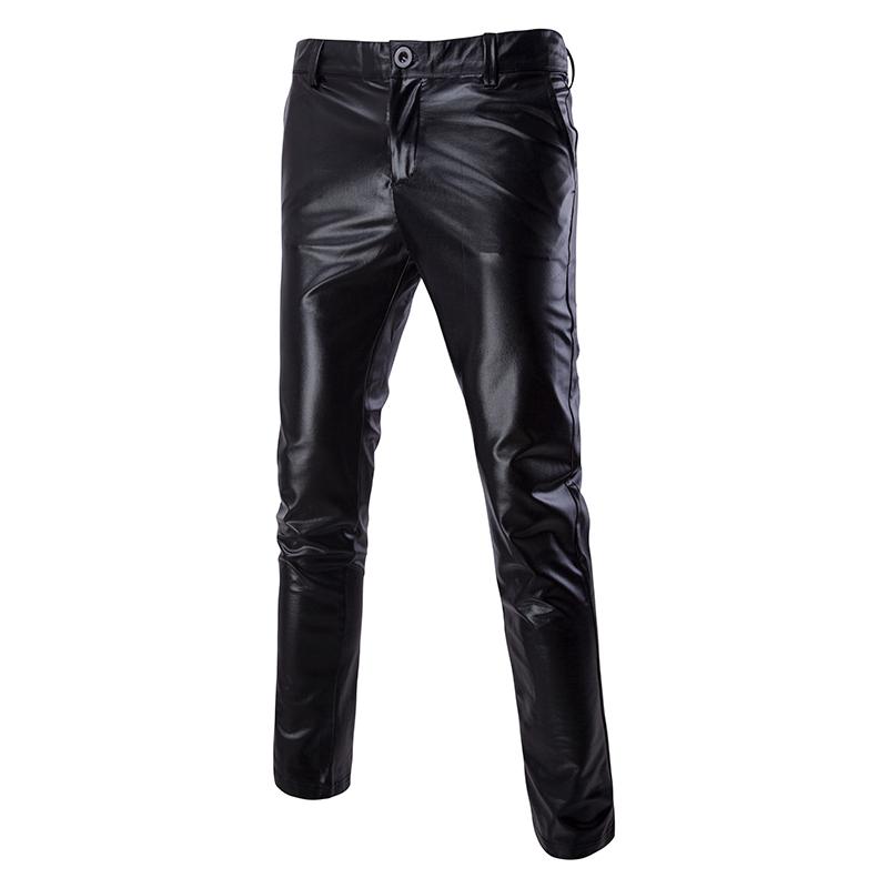Men's Pants Arrival Gold And Silver Black Shiny Gothic Rock PU Leather Men Zipper Stage Performance Singers Dance Trousers M-2XL