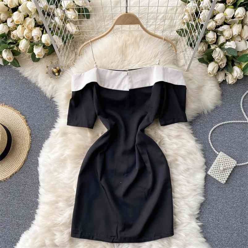 Women Contrast Color Waist Buttocks Suspender Dress Slash Neck Short Sleeve Slim Fashion Spring Summer 11B349 210525, Black
Women Contrast Color Waist Buttocks Suspender Dress Slash Neck Short Sleeve Slim Fashion Spring Summer 11B349 210525, Black