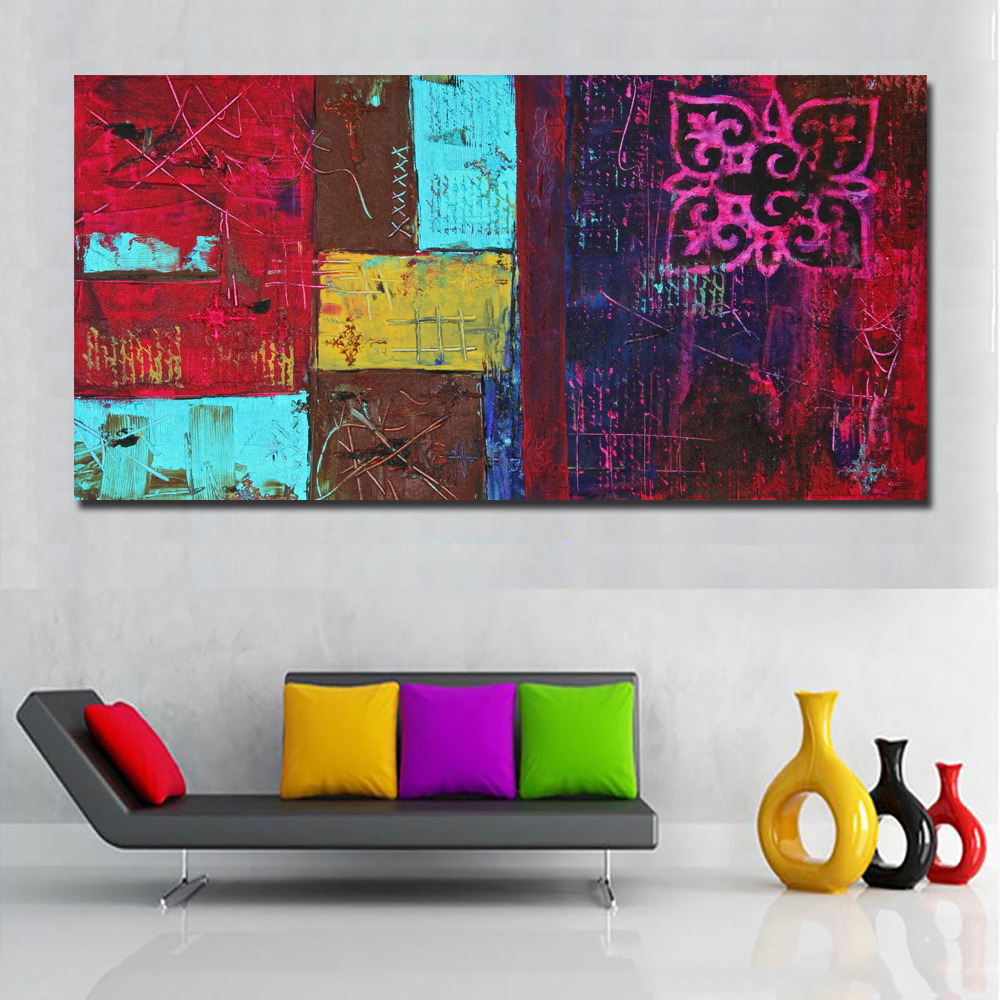 Patchwork Colorful Abstract Art Modern Oil Painting Printed On Canvas Wall Art Print Poster For Living Room Home Decor
