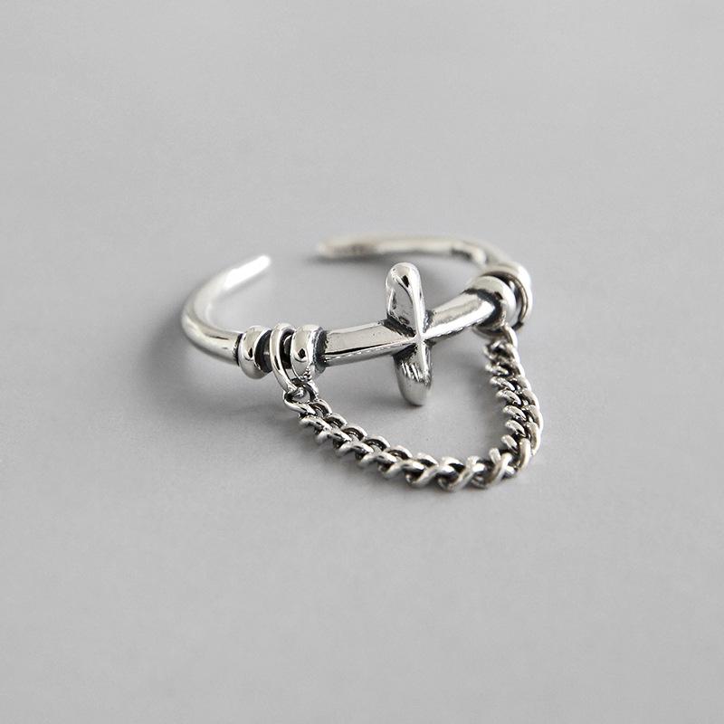 Wedding Rings 100% Authentic S925 Sterling Silver Open Vintage Do The Old Cross Chain Tassel Elegant Jewelry Ring Party Woman Gift
Wedding Rings 100% Authentic S925 Sterling Silver Open Vintage Do The Old Cross Chain Tassel Elegant Jewelry Ring Party Woman Gift