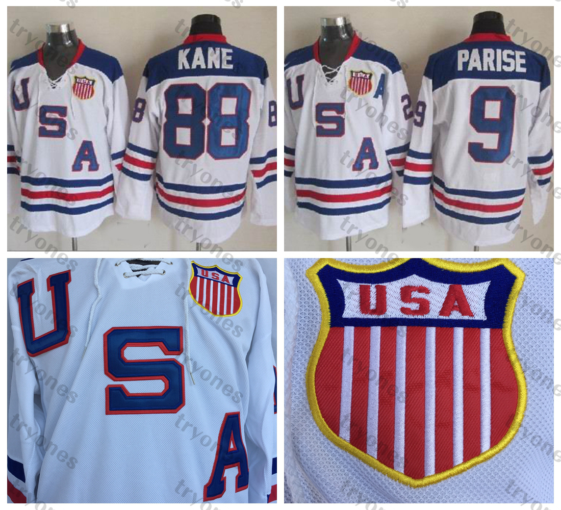 2010 Olympic USA Team Hockey Jerseys 9 ZACH PARISE 88 PATRICK KANE Blue White Stitched Jerseys, White 9
2010 Olympic USA Team Hockey Jerseys 9 ZACH PARISE 88 PATRICK KANE Blue White Stitched Jerseys, White 9