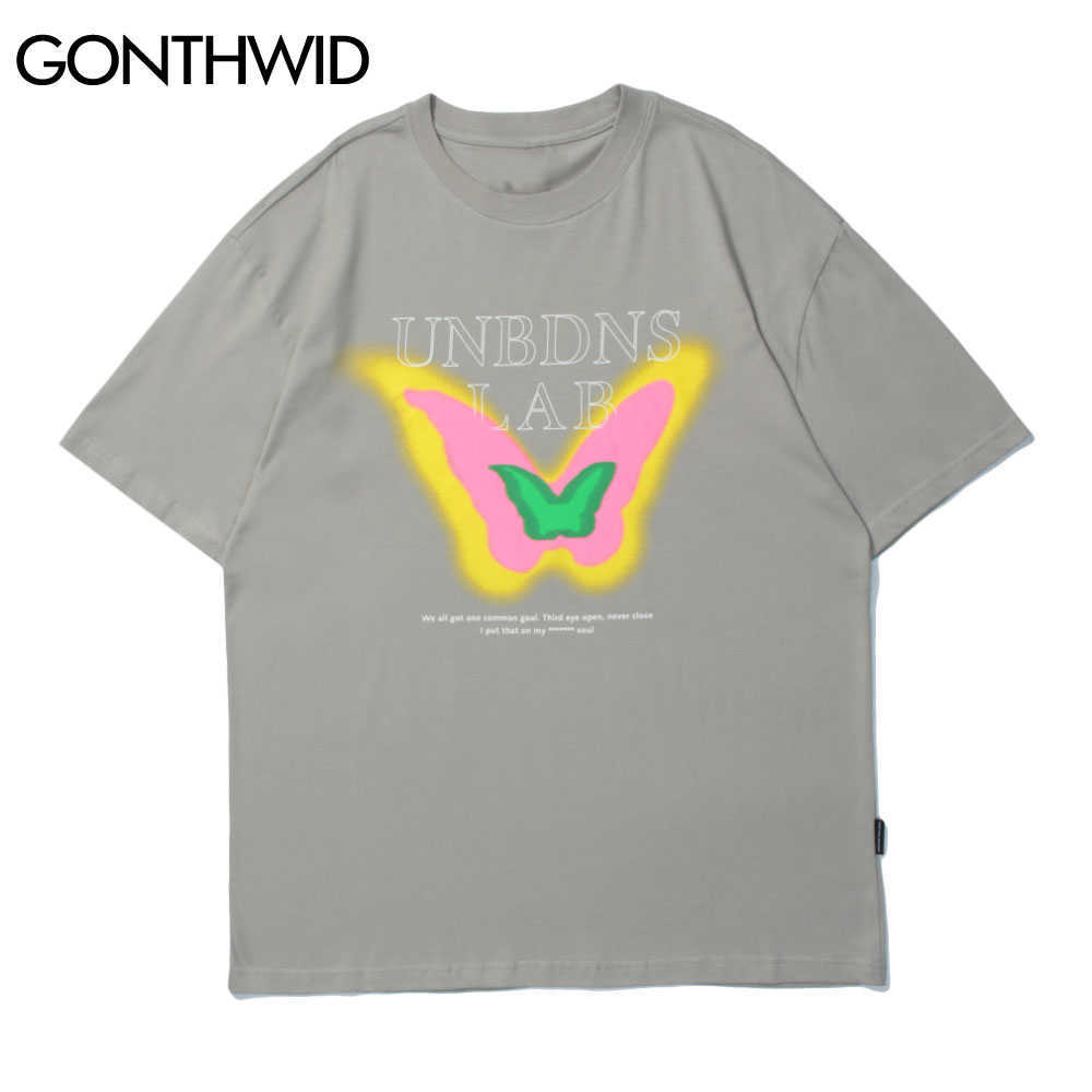 GONTHWID Tees Tops Men Streetwear Hip Hop Gothic Graffiti Color Harajuku Cotton Casual Short Sleeve T-Shirt Male 210629