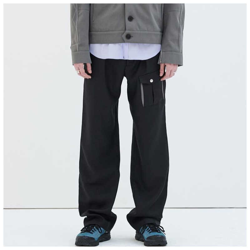 England style Kiko Kostadinov side zipper stitching button trousers men's cropped straight casual loose long pants G1007, Black
England style Kiko Kostadinov side zipper stitching button trousers men's cropped straight casual loose long pants G1007, Black