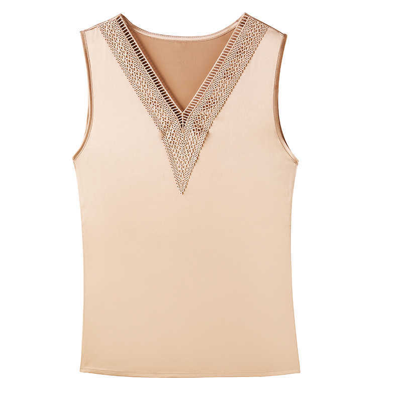 Korean Fashion Silk Tank Top Women Satin Office Lady Sleeveless Lace s Plus Size XXXL/5XL Clothing for 210531