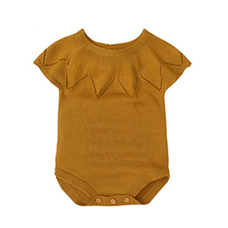 Autumn Infant Baby Romper born Girl Clothes Knitting Rompers Girls Short Sleeve 210429