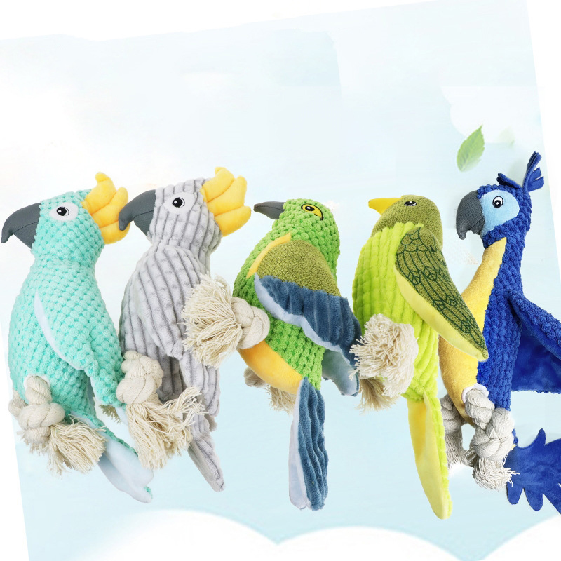Pet Puzzle Interactive Plush Toy Interesting Corduroy Pineapple Grain Sound Parrot Bird Molar Toy Bite Resistant