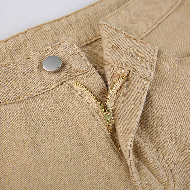 Jeans Women Mom Fit Wide Leg Loose Solid Women's Pants Pocket High Waist Straight Flared Casual Trousers 210922