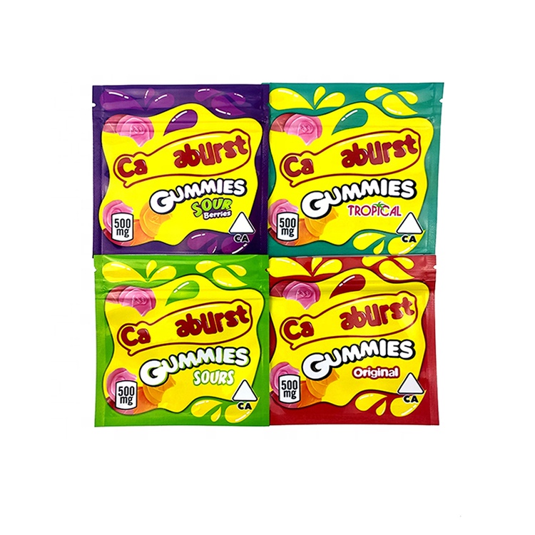 Cannaburst Gummies Packaging Bag 500mg Mylar Edible Package Bags Resealable Zipper Sour Pack Proof Smell Pouch Packing Dry Tobacco
Cannaburst Gummies Packaging Bag 500mg Mylar Edible Package Bags Resealable Zipper Sour Pack Proof Smell Pouch Packing Dry Tobacco