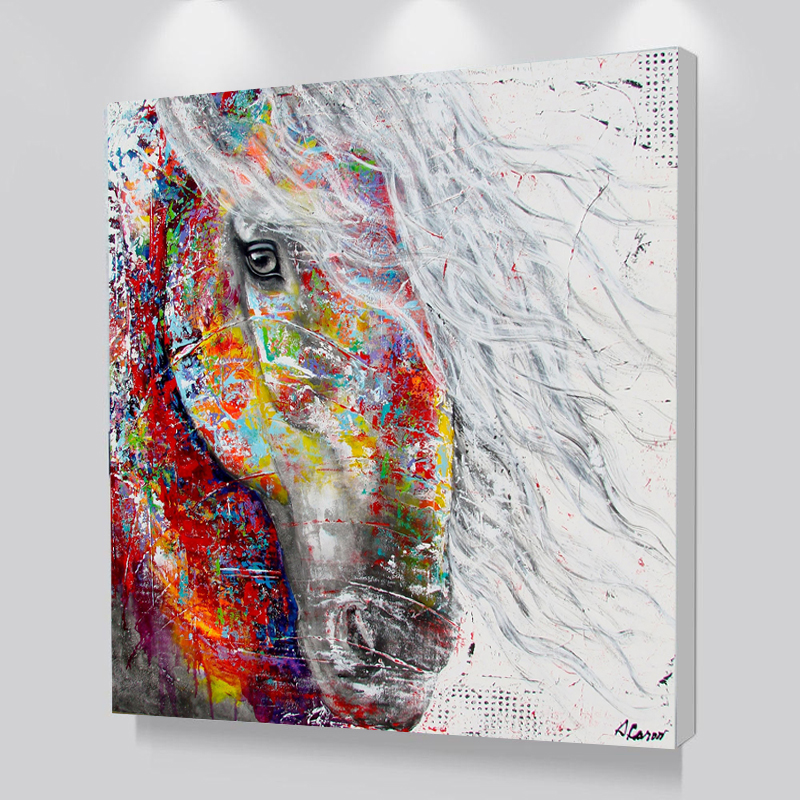 Graffiti Art Horse Paintings Colorful Horse head Pictures For Living Room Wall Art Animal Decorative Prints No Frame