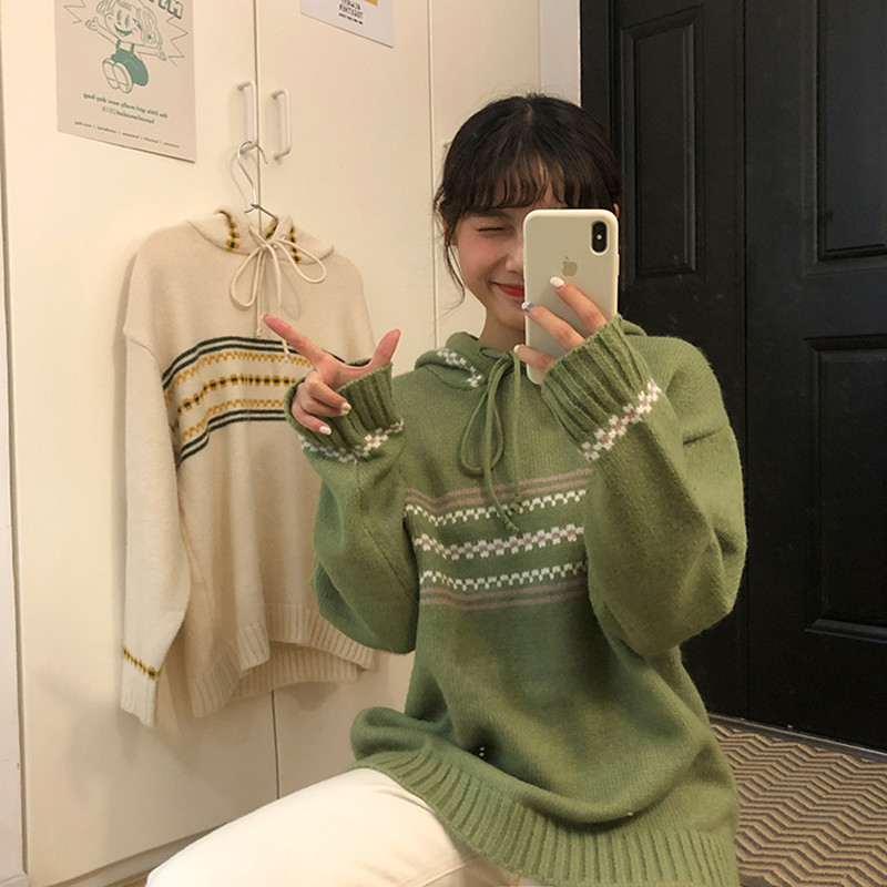 2 colors korean style loose vintage casual long sleeve knitted warm sweaters womens sweaters and pullover with hat (F1391), White;black
2 colors korean style loose vintage casual long sleeve knitted warm sweaters womens sweaters and pullover with hat (F1391), White;black