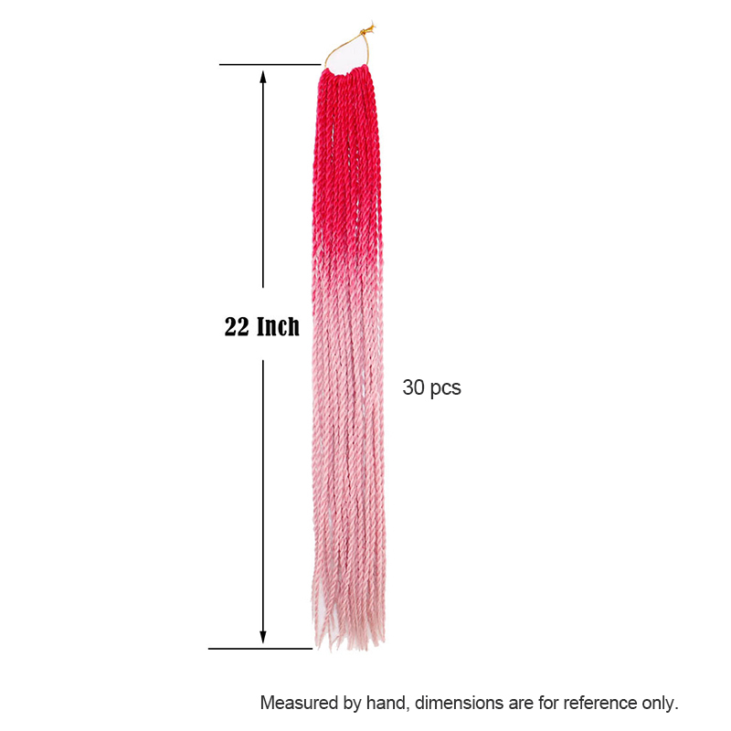 22 Inch Synthetic Hair Extensions Color Gradient Two Strand Braids 2 Colors Gradients Pure Black Twos Strands Dirty Braidss Hair Crochet Wig WH0523