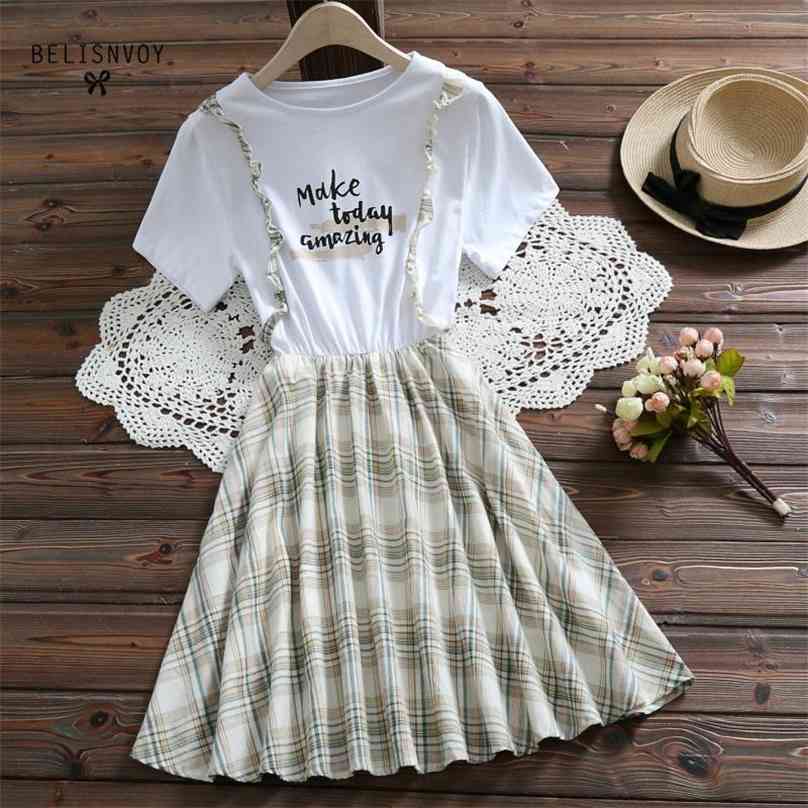 Robe Femme Summer Short Sleeve O-Neck Cotton Dress Women Vestidos De Fiesta Casual Fake Two Pieces Plaid Vintage Dresses 210520, White
Robe Femme Summer Short Sleeve O-Neck Cotton Dress Women Vestidos De Fiesta Casual Fake Two Pieces Plaid Vintage Dresses 210520, White