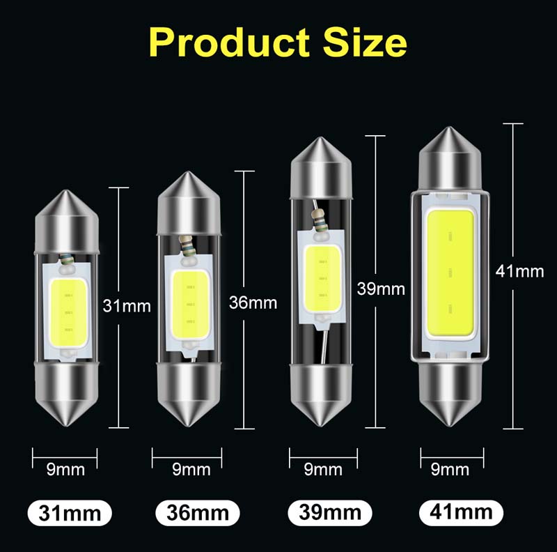 Vehicle Lights C5W C10W LED Bulb Canbus 31mm 36mm 39mm 41mm Festoon Lamps Car Interior Dome Reading License Plate Lamp 12V Auto White-Light 10Pcs/Set