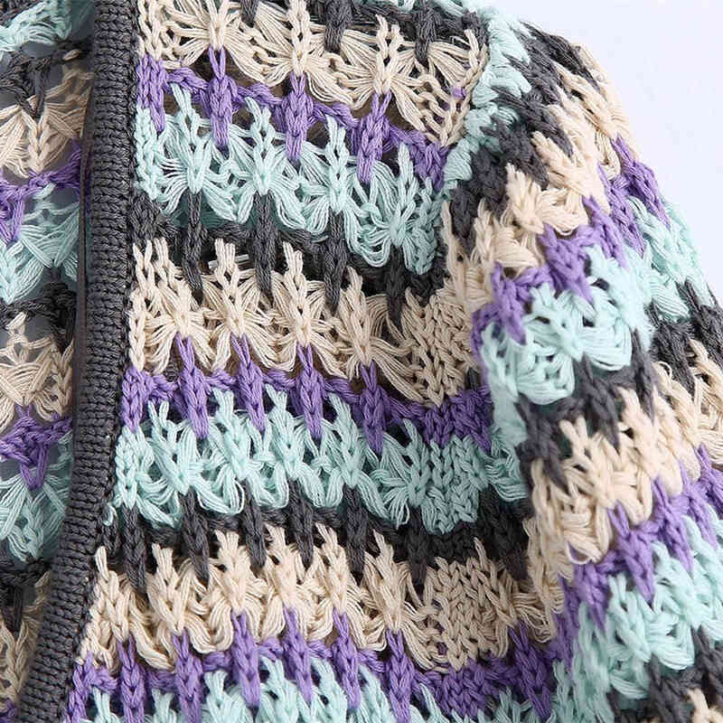 Casual Women V Neck Knitted Blouse Spring-autumn Fashion Ladies High Street Vintage Shirt Female Jacquard Top 210515