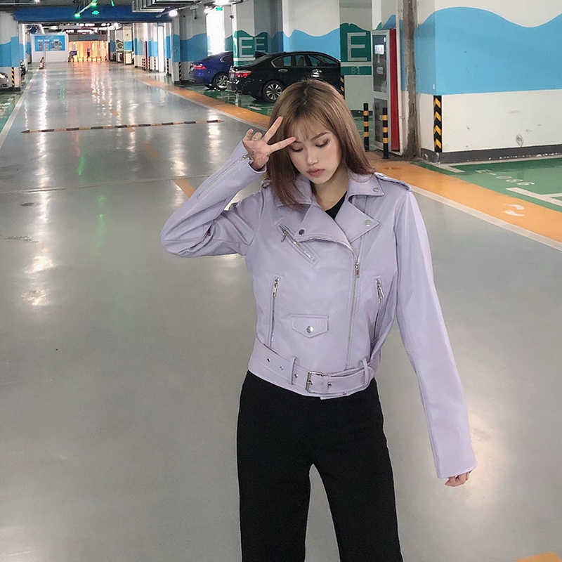 DEAT Women Personality Shorts Streetwear Leather Jacket Long Sleeve Fashion Temperament Autumn Winter 11D1948 210709