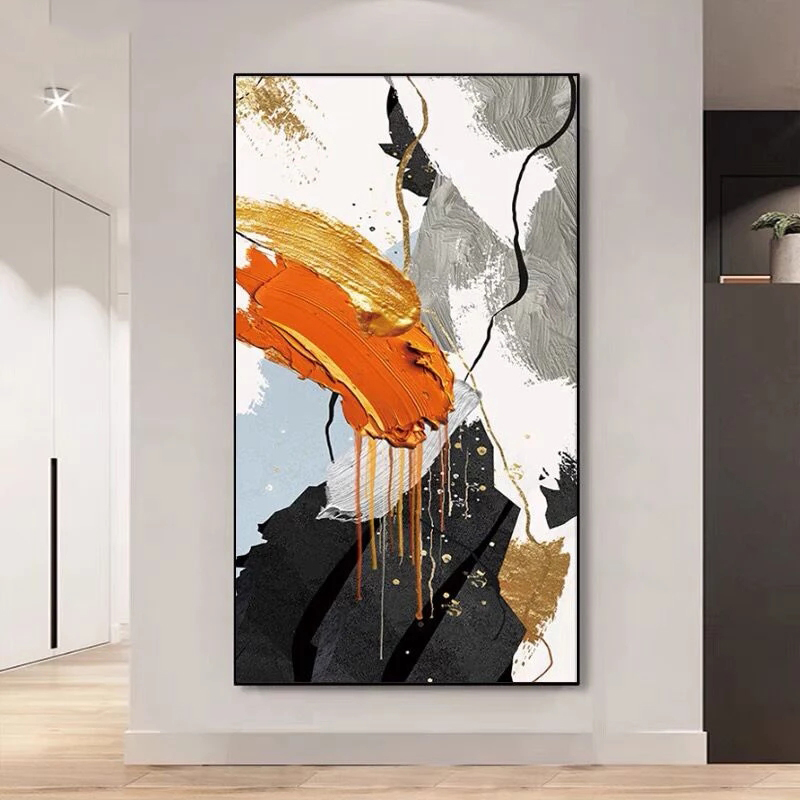 Print Oil Paintings Colorful Abstract Flowing Color Golden Canvas Painting Posters and Print Modern Decor Wall Art Pictures