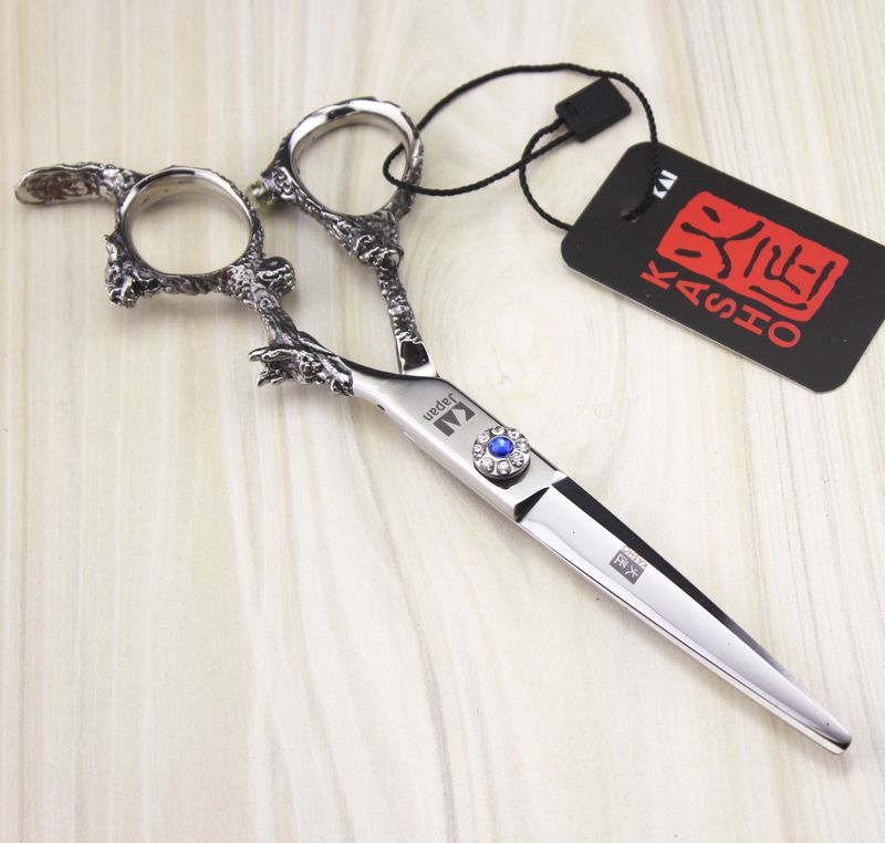 new arrival professional barber hair cutting scissors KASHO 6.0 inch 9CR dragon handle S2563