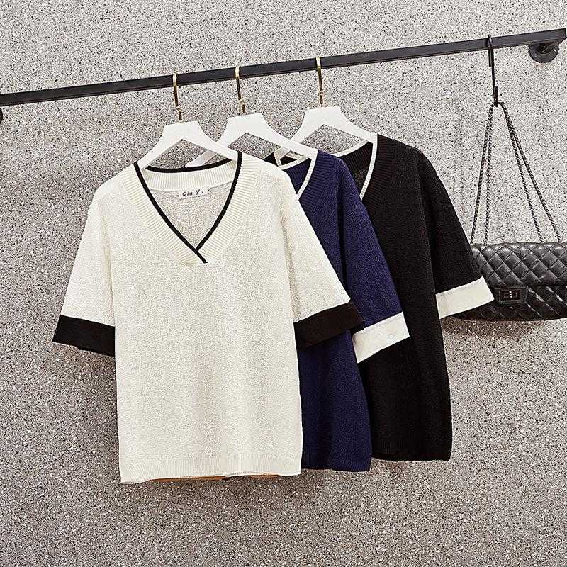 plus size V-Neck Sweater Women short Sleeve Knitted Patchwork Oversized Sweater Women Summer thin basic Pullovers 210604, White
plus size V-Neck Sweater Women short Sleeve Knitted Patchwork Oversized Sweater Women Summer thin basic Pullovers 210604, White