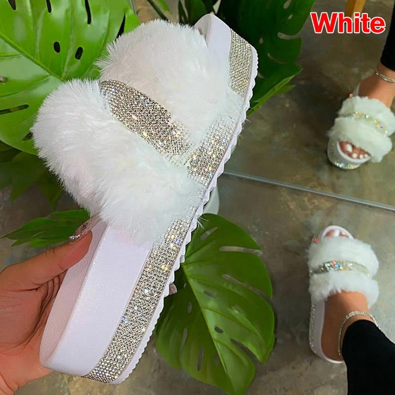 Luxury Designer Women Fur Rhinestone Slippers Platform Wedges Heel Solid Fluffy Furry Slides Outside Sexy Shoes Ladies Whosale, Black
Luxury Designer Women Fur Rhinestone Slippers Platform Wedges Heel Solid Fluffy Furry Slides Outside Sexy Shoes Ladies Whosale, Black