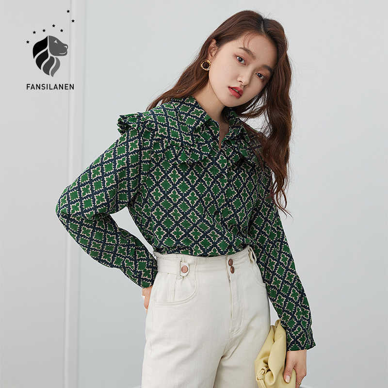 FANSILANEN Plaid green ruffle casual blouse shirt Women long sleeve elegant knitted spring top Female vintage button up 210607, Beige
FANSILANEN Plaid green ruffle casual blouse shirt Women long sleeve elegant knitted spring top Female vintage button up 210607, Beige