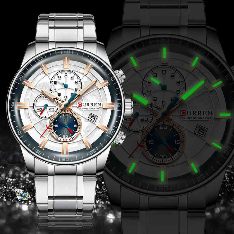 Relogio Masculino CURREN Men Watch Stainless Steel Band Quartz Mens Watches Sports Chronograph Wristwatch Business Male Clock 210517, Gold white
Relogio Masculino CURREN Men Watch Stainless Steel Band Quartz Mens Watches Sports Chronograph Wristwatch Business Male Clock 210517, Gold white