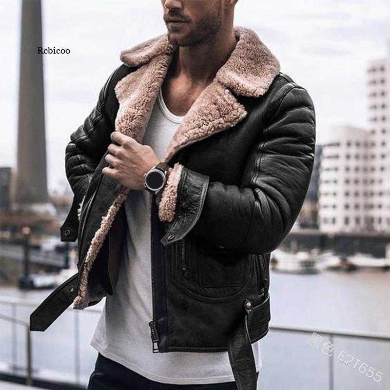 Men 's Jacket Handsome Lapel Fur One Lamb Wool Men Clothing Suede Casual Loose Cold and Warm Coat Winter Plus Size 211014
