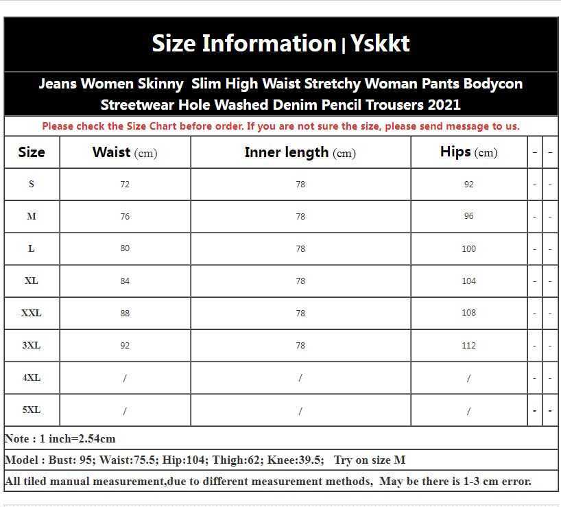 Jeans Women Skinny Slim High Waist Stretchy Woman Pants Bodycon Streetwear Hole Washed Denim Pencil Trousers 210922