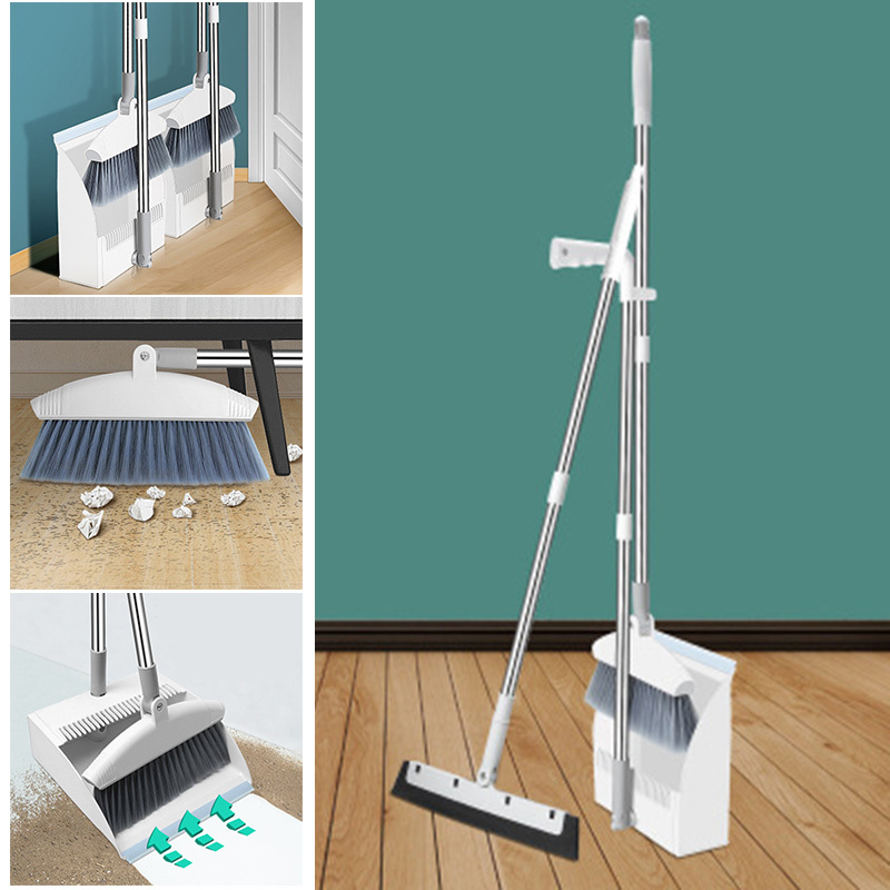 180degree Rotary Broom and Foldable Standing Dustpan Household Floor Cleaning Set