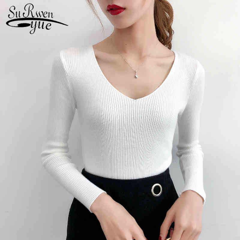 Solid Slim Femme Elasticity Pullovers Sweater Fashion V-neck Knitted Winter Clothes Women Basic 5045 50 210521, White
Solid Slim Femme Elasticity Pullovers Sweater Fashion V-neck Knitted Winter Clothes Women Basic 5045 50 210521, White