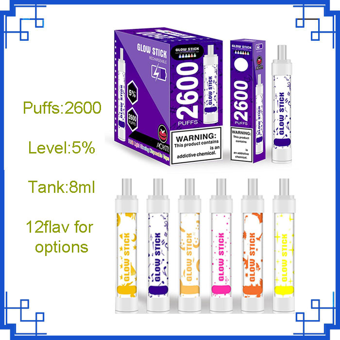 Authentic Aokit Glow Stick Disposable cigarette Device come RGB LightGlow 2600 Puffs Rechargeable Battery 8ml empty Pre-filled Vape gunnpod delta 8 vmod
Authentic Aokit Glow Stick Disposable cigarette Device come RGB LightGlow 2600 Puffs Rechargeable Battery 8ml empty Pre-filled Vape gunnpod delta 8 vmod