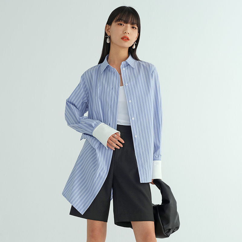 Print Strap Blouse Shirt For Female Lapel Collar Lantern Long Sleeve Loose Women's Casual Fashion 210524