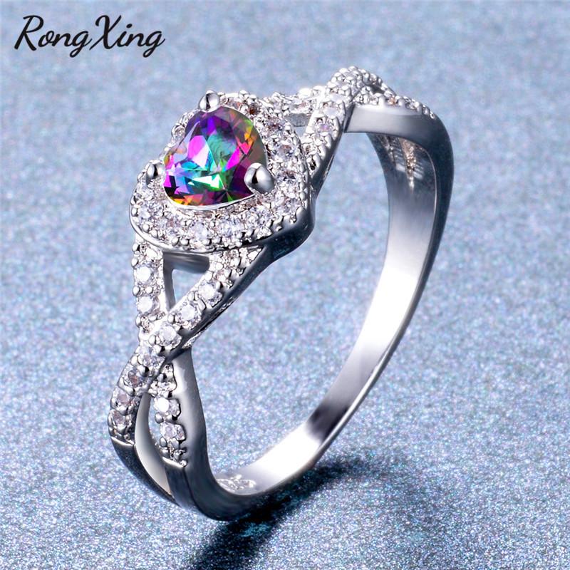 Wedding Rings RongXing Mystic Rainbow Heart Zircon Infinity For Women Silver Color Multicolor Birthstone Ring Gift
Wedding Rings RongXing Mystic Rainbow Heart Zircon Infinity For Women Silver Color Multicolor Birthstone Ring Gift