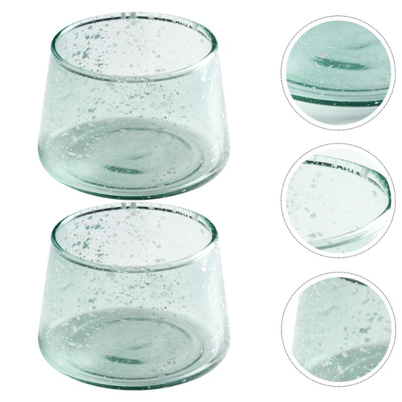 Candles 2Pcs Glass Empty Candle Cups Decorative Desktop Containers Decor (Green)
