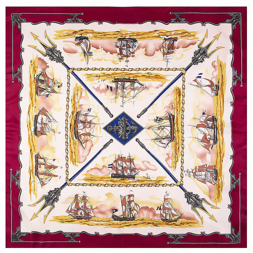 Twill Silk Women Scarf 130*130 cm Euro Design Sailboat Print Square Scarves Brand Gift Fashion Large Silk Shawls Wraps X0722 
Twill Silk Women Scarf 130*130 cm Euro Design Sailboat Print Square Scarves Brand Gift Fashion Large Silk Shawls Wraps X0722