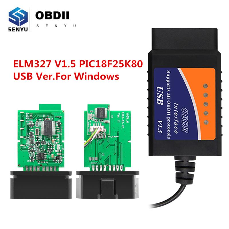 Code Readers & Scan Tools ELM327 V1.5 OBD2 USB Version Scanner PIC18F25K80 For Windows ELM 327 OBD 2 Car Diagnostic Auto Tool ODB2 Reader
Code Readers & Scan Tools ELM327 V1.5 OBD2 USB Version Scanner PIC18F25K80 For Windows ELM 327 OBD 2 Car Diagnostic Auto Tool ODB2 Reader