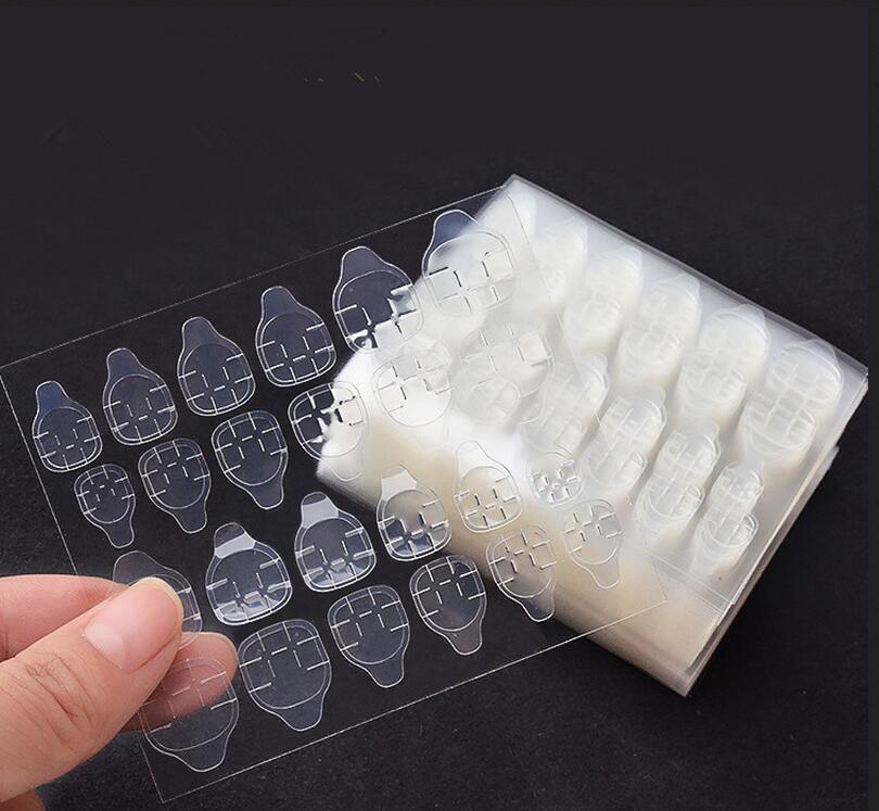 10 Sheets DIY Nail Glue Tips Transparent Double Sided Self Adhesive Stickers Jelly Waterproof False Art Extension Tool Drop Ship