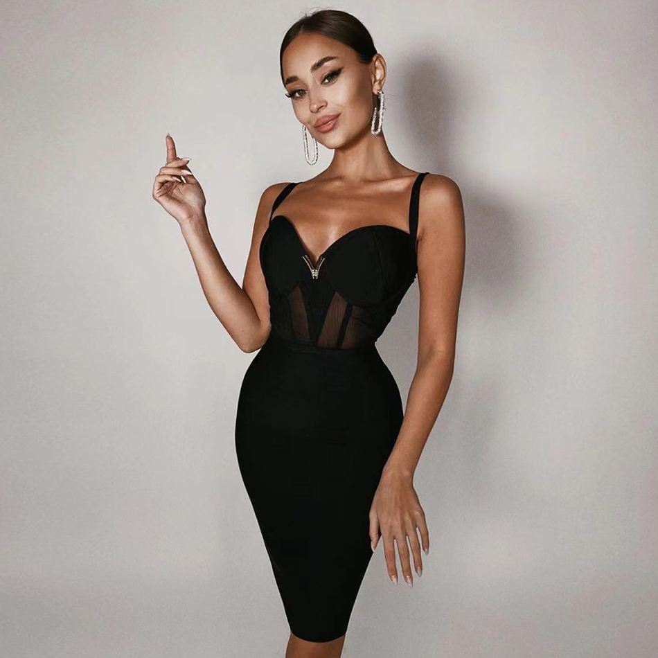 Summer Lace Pink Bandage Dress Women Sexy Spaghetti Strap Black Bodycon Club Elegant Celebrity Runway Party Dresses 210423