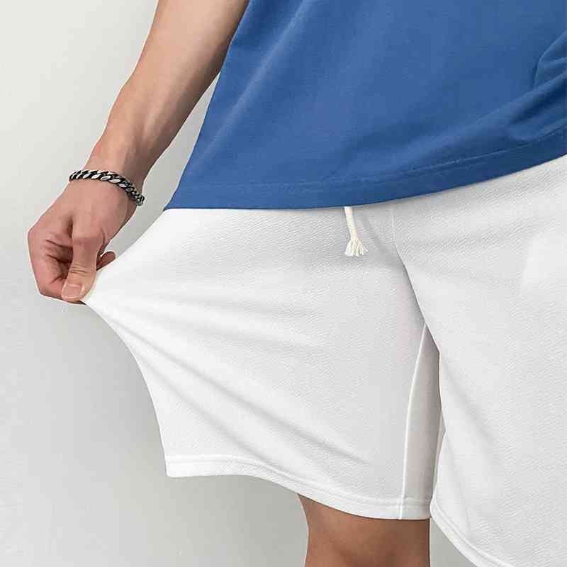 IEFB Summer Shorts Men's Korean Fashion White Knee Length Pants Casual Loose Drasstring Elastic Black Beach Sports Shorts 9Y7206 210524
