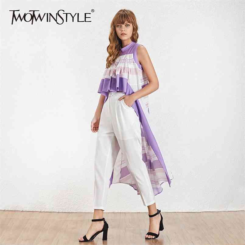 Striped Hit Color Shirt For Women Stand Collar Sleeveless Irregular Hem Casual Blouse Female Fashion Clothing 210524, Yellow
Striped Hit Color Shirt For Women Stand Collar Sleeveless Irregular Hem Casual Blouse Female Fashion Clothing 210524, Yellow