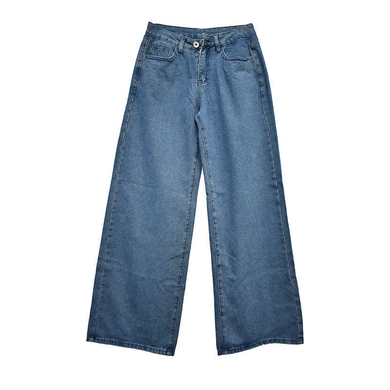 Korean Style Women Jeans Denim Boot Cut Wide Leg Jean Boots Fashion Loose Long Length Streetwear Female Pants Casual Solid Pants 210616