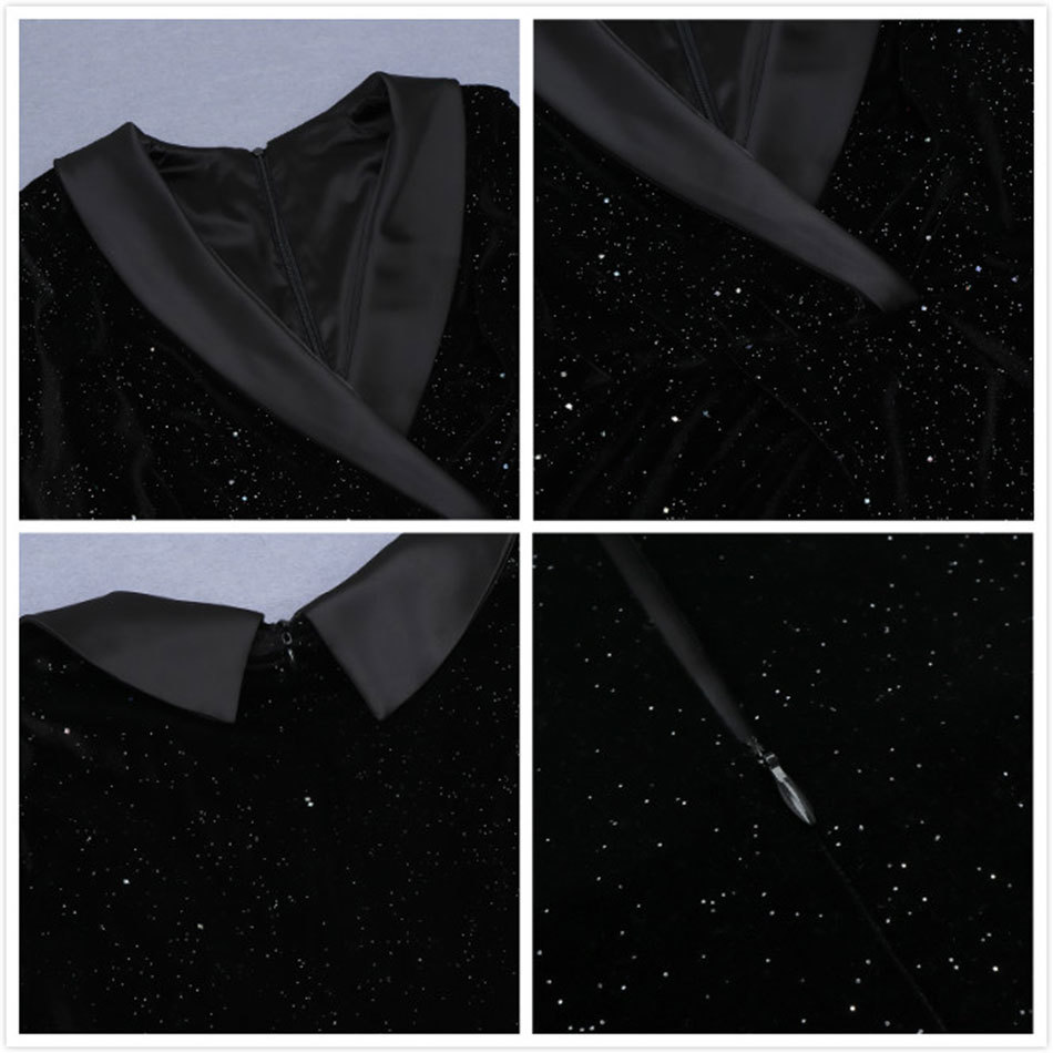 Free Women's Elegant Shiny Velvet Dress Fall Sexy V-neck Long Sleeve Bodycon Midi Celebrity Club Party 210524