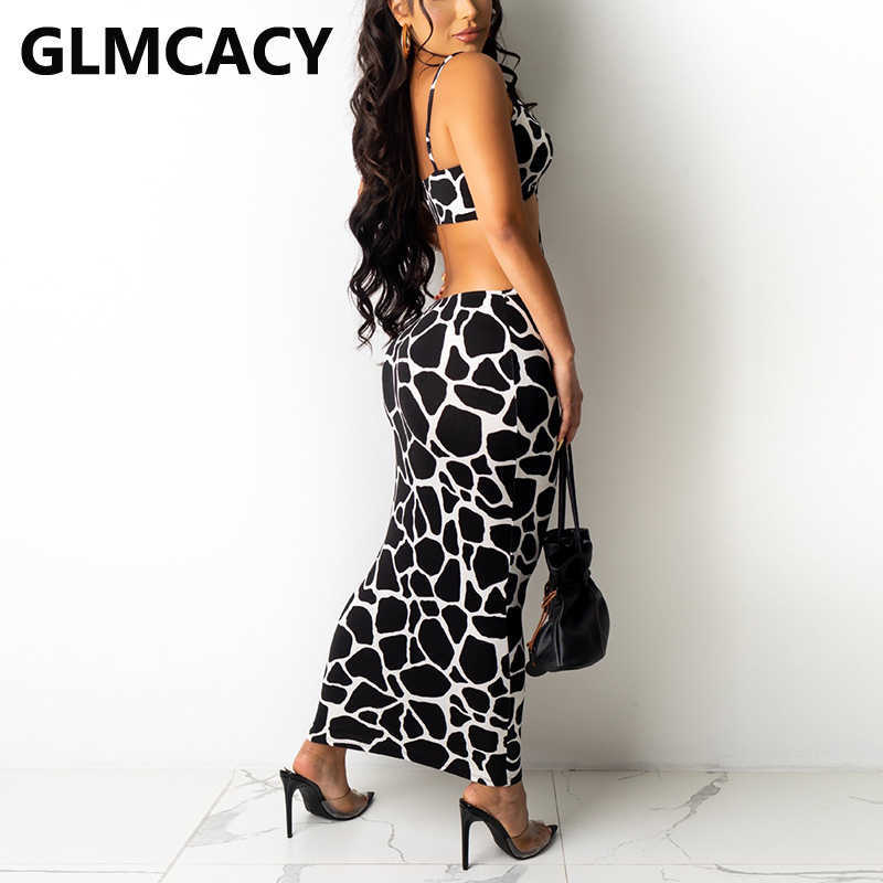 Spaghetti Strap Animals Printed Maxi Dress Evening Party Sexy Dresses Vestidos 210702