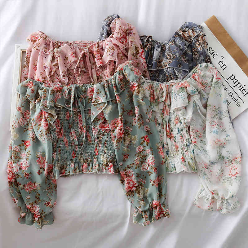 one-shoulder floral lace tie ruffled chiffon shirt female pleated was thin puff sleeve bottoming 210525, Green
one-shoulder floral lace tie ruffled chiffon shirt female pleated was thin puff sleeve bottoming 210525, Green