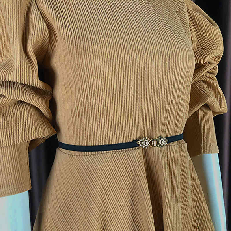 Women Set Fashion Pants Lantern Sleeve Ruffle Woman Top High Waist Skinny Two Piece And Autumn 210524