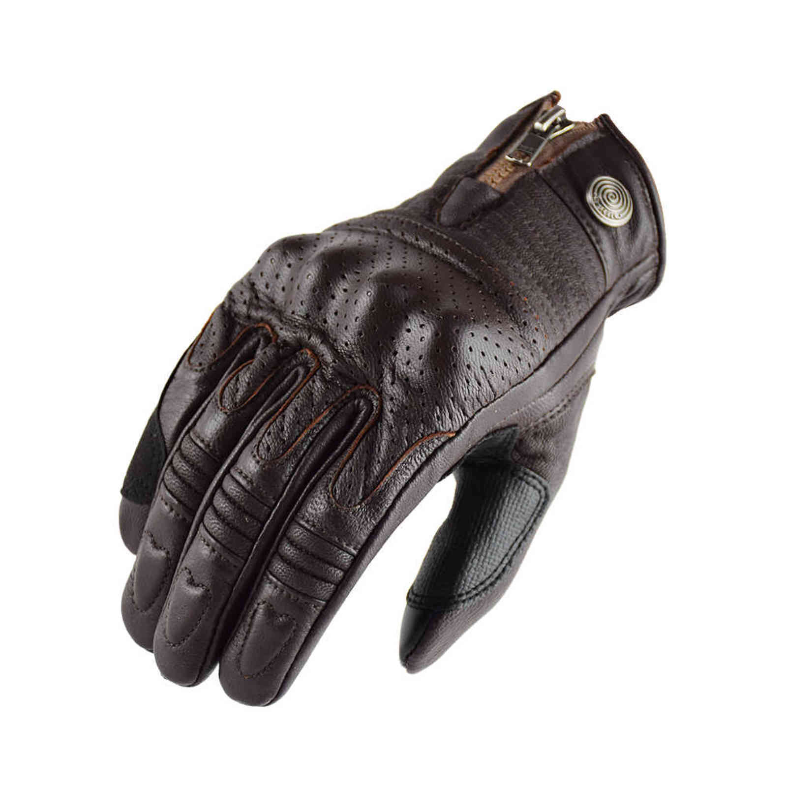 80s Retro Motorcycle Riding Gloves Leather Anti-drop &Wear-resistant Motocross Full Finger Real Moto Men 211124