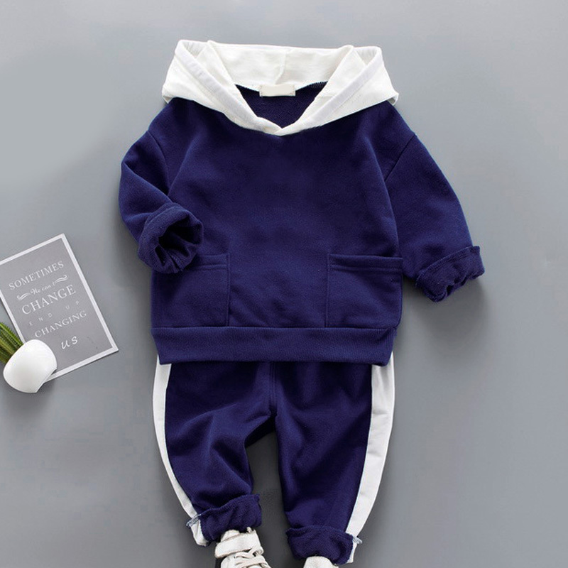 Casual Boys Clothing Sets Spring Clothes Hooded T-shirt+Pants Kids Sport Suit 210429