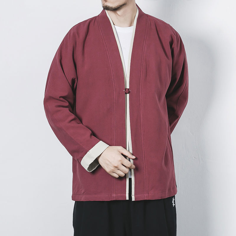 IEFB Chinese Style Tang Suit Large Size Jacket With Cardigan Casual Tops Men's Tea Dress Spring Summer Taoist Robe 9Y6026 210524