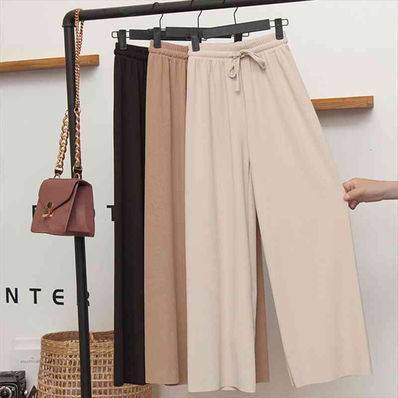 womens loose summer pants soft silk ankle-length wide leg pants women high waisted trousers solid comfort casual, Black;white
womens loose summer pants soft silk ankle-length wide leg pants women high waisted trousers solid comfort casual, Black;white