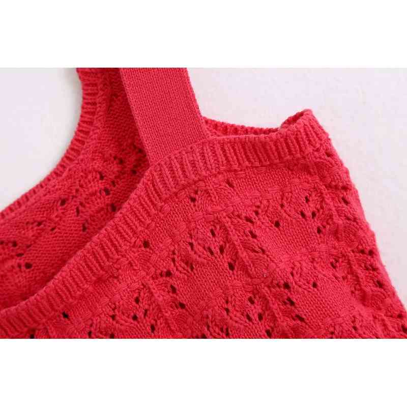 women elegant slim tank tops fashion ladies red jacquard casual female knitted bomb girls chic knitwear 210430