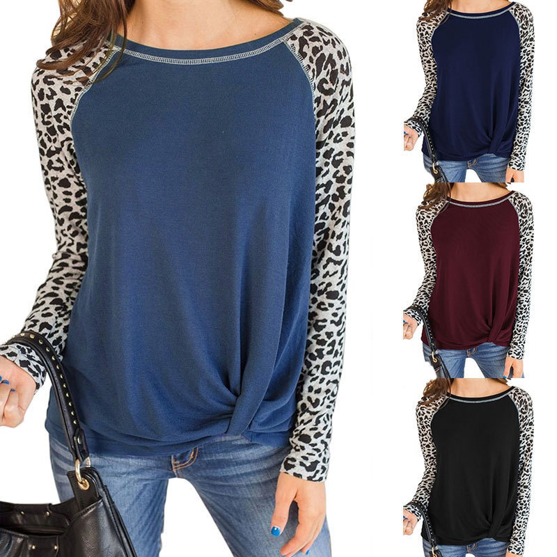 2021 Long Sleeve Leopard T-shirt with Twisted Hem Top European and American Autumn Women's Wear Shirts, White
2021 Long Sleeve Leopard T-shirt with Twisted Hem Top European and American Autumn Women's Wear Shirts, White
